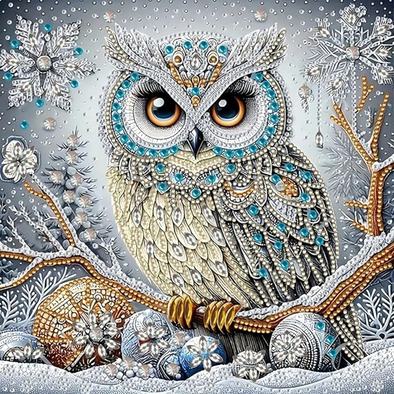 5D Special Shape Owl Diamond Art Painting Kits for Adults, Crystal Rhinestones Diamond Painting, Gem Diamond Dots Crafts for Beginners DIY, Home Wall Festival Decor Gift, 12x12inch